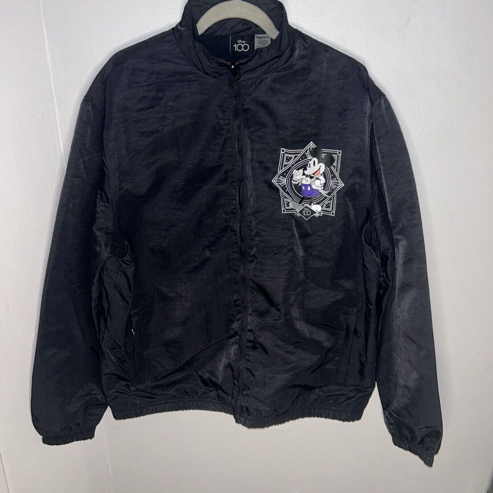Disney 100th Anniversary Mickey & Friends Windbreaker Black‎ Jacket Adult Size L